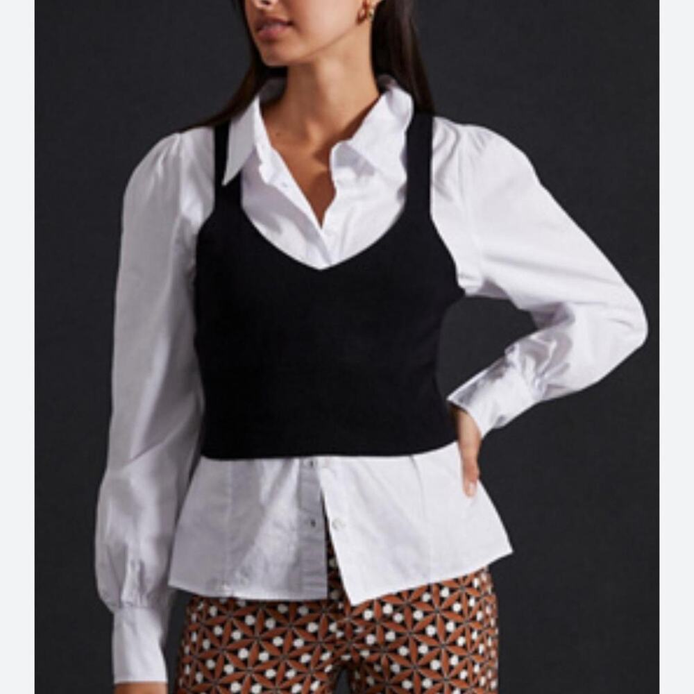 Anthropologie black and white button